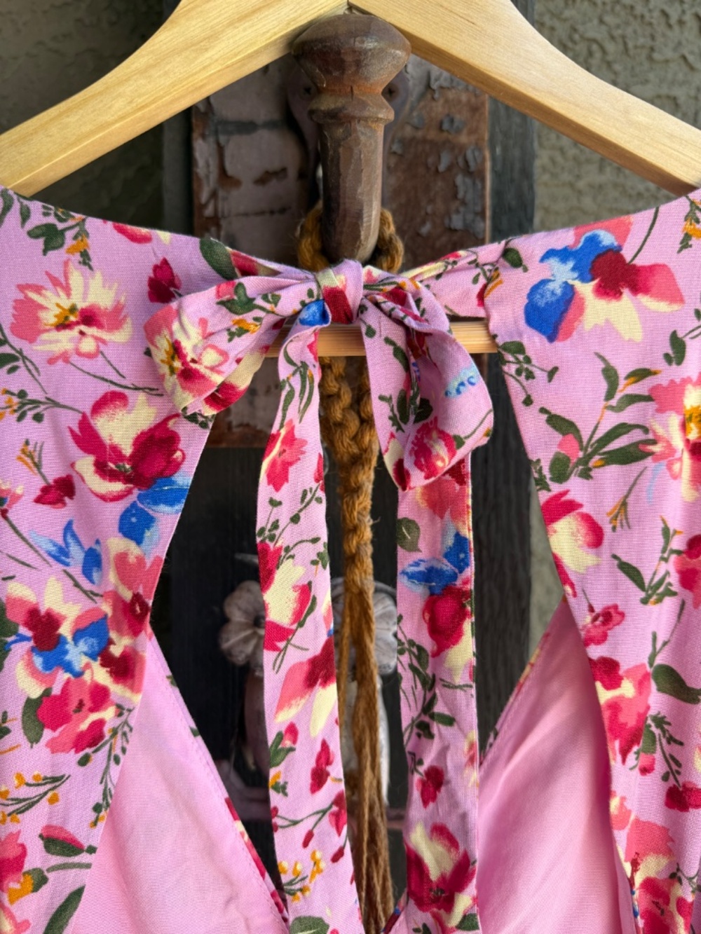 Hello Molly NWT Pink Floral Ruffle Mini Dress Open Back Tie Flutter Sleeve US 4 - Picture 7 of 16